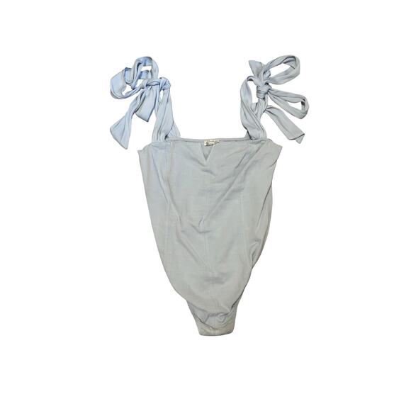 Free People Lola Bodysuit Icelandic Blue Tie Strap Size Small - Picture 4 of 6